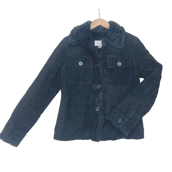 Wilson Leather Button up Faux Fur Jacket Size M - Picture 1 of 6